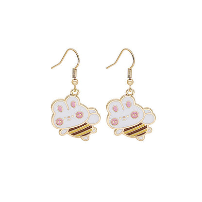 1 Pair Fashion Fruit Cat Mushroom Enamel Alloy Drop Earrings