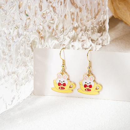 1 Pair Fashion Fruit Cat Mushroom Enamel Alloy Drop Earrings