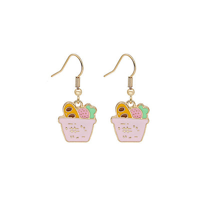 1 Pair Fashion Fruit Cat Mushroom Enamel Alloy Drop Earrings