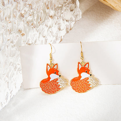 1 Pair Fashion Fruit Cat Mushroom Enamel Alloy Drop Earrings