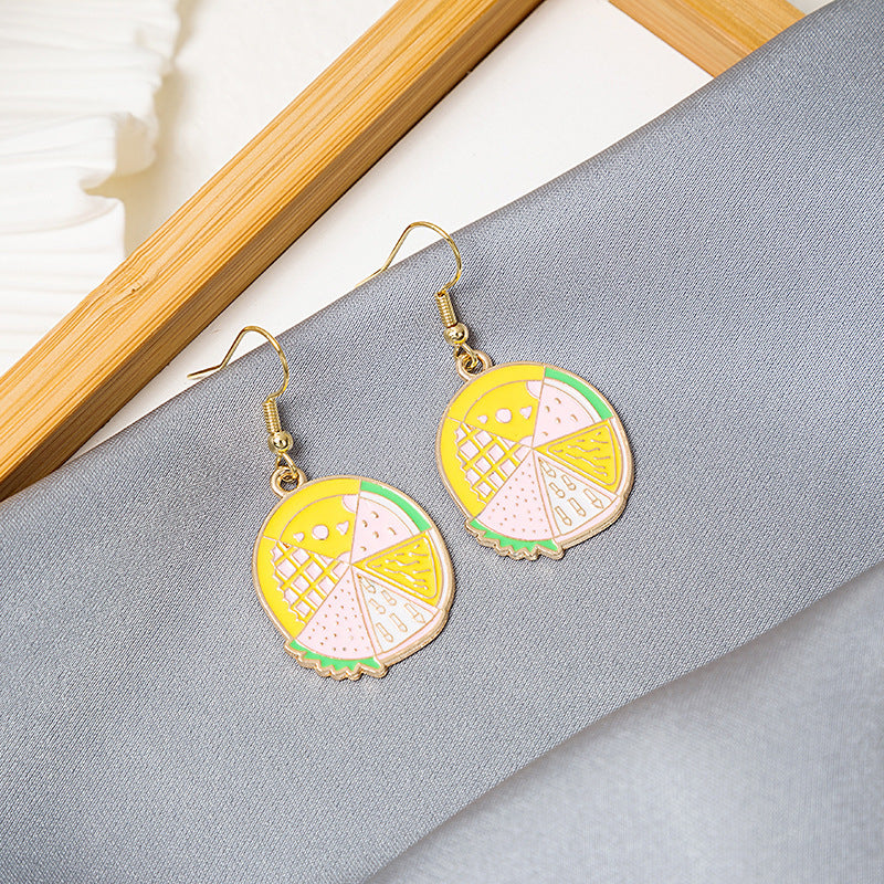 1 Pair Fashion Fruit Cat Mushroom Enamel Alloy Drop Earrings