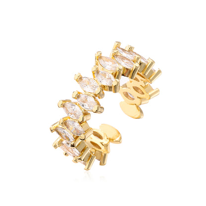 Fashion Geometric Copper Gold Plated Zircon Open Ring 1 Piece