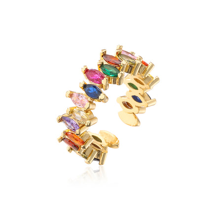 Fashion Geometric Copper Gold Plated Zircon Open Ring 1 Piece