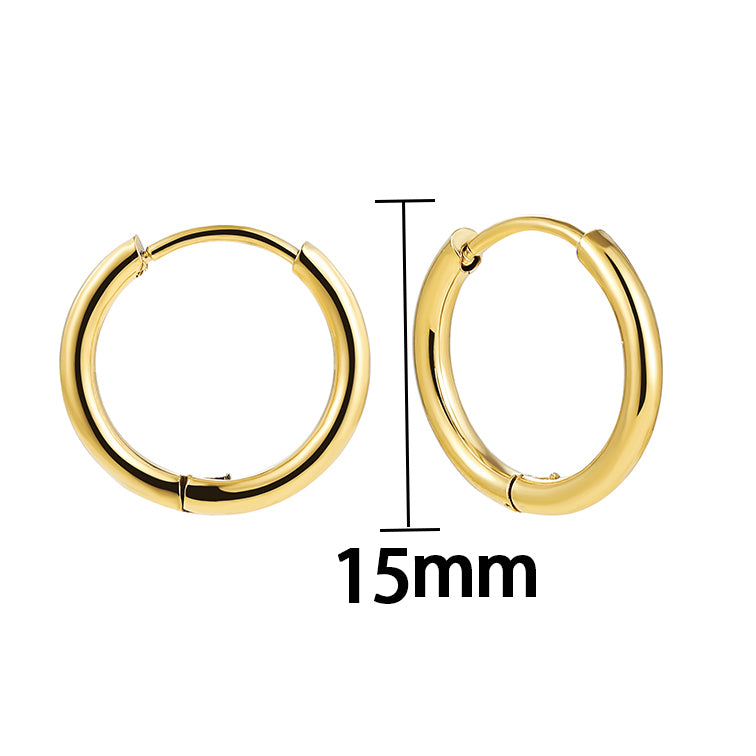 1 Pair Classic Style Solid Color Plating Stainless Steel Gold Plated Silver Plated Hoop Earrings