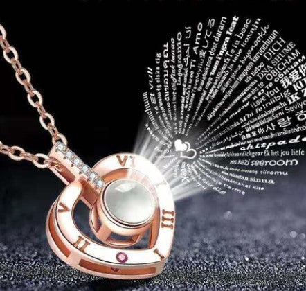 Fashion Heart Shape Titanium Steel Plating Hollow Out Inlay Zircon Pendant Necklace 1 Piece