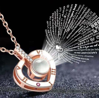 Fashion Heart Shape Titanium Steel Plating Hollow Out Inlay Zircon Pendant Necklace 1 Piece