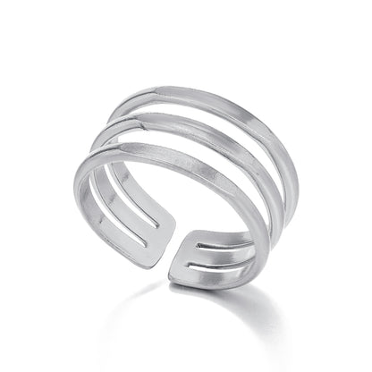 Simple Style Geometric Stainless Steel Plating Open Ring