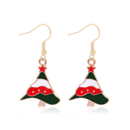 Fashion Christmas Tree Gloves Alloy Plating Inlay Artificial Gemstones Christmas Women's Drop Earrings 1 Pair