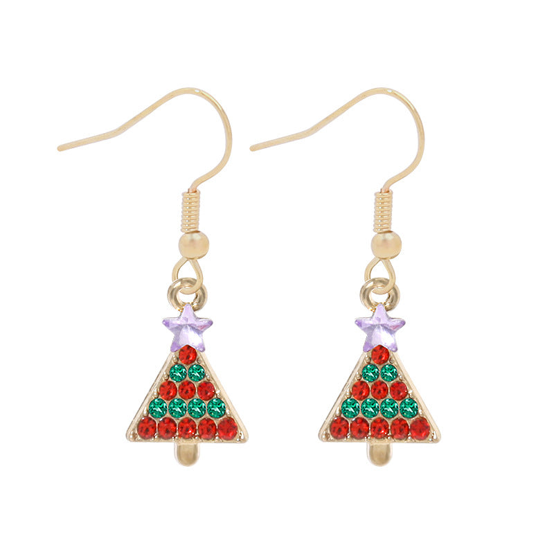 Fashion Christmas Tree Gloves Alloy Plating Inlay Artificial Gemstones Christmas Women's Drop Earrings 1 Pair