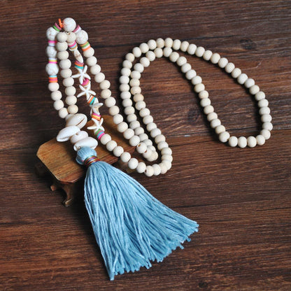 1 Piece Fashion Tassel Wood Turquoise Soft Clay Beaded Women's Pendant Necklace