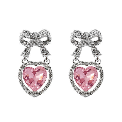 Fashion Heart Shape Alloy Plating Rhinestones Women's Earrings 1 Pair