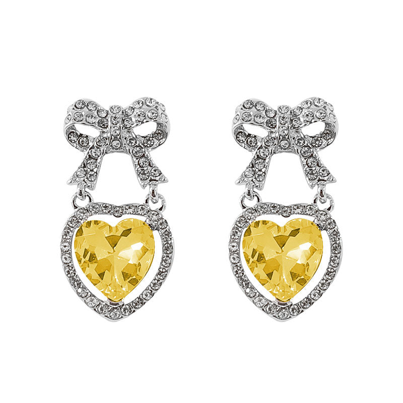 Fashion Heart Shape Alloy Plating Rhinestones Women's Earrings 1 Pair