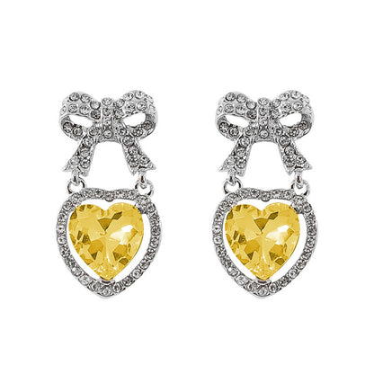 Fashion Heart Shape Alloy Plating Rhinestones Women's Earrings 1 Pair