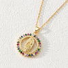 Fashion Moon Oval Copper Gold Plated Zircon Pendant Necklace 1 Piece