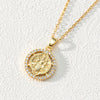 Fashion Moon Oval Copper Gold Plated Zircon Pendant Necklace 1 Piece