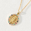 Fashion Moon Oval Copper Gold Plated Zircon Pendant Necklace 1 Piece