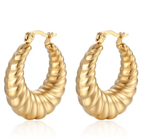 1 Pair Fashion Solid Color Plating 304 Stainless Steel 18K Gold Plated Earrings