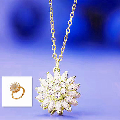 Fashion Simple Style Flower Titanium Steel Plating Flowers Zircon Necklace