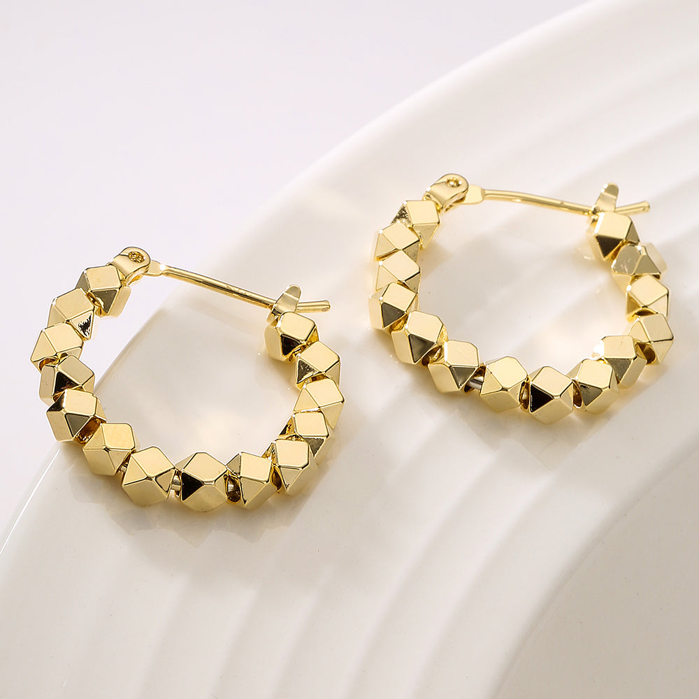 Fashion Round Copper Gold Plated Hoop Earrings 1 Pair