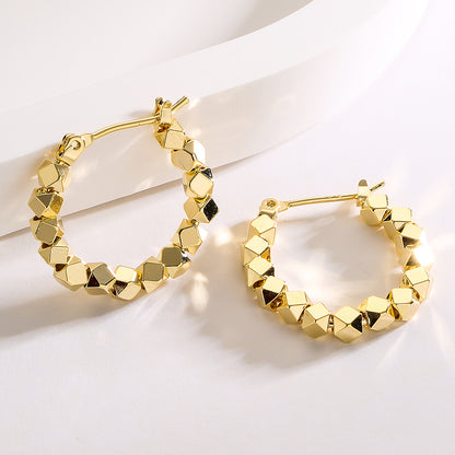 Fashion Round Copper Gold Plated Hoop Earrings 1 Pair