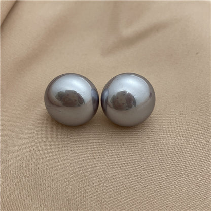 Fashion Round Imitation Pearl Stoving Varnish Inlay Pearl Women's Ear Studs 1 Pair