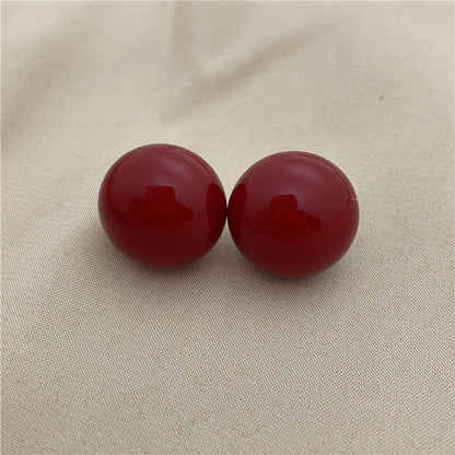 Fashion Round Imitation Pearl Stoving Varnish Inlay Pearl Women's Ear Studs 1 Pair