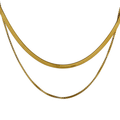 Fashion Solid Color Titanium Steel Plating Layered Necklaces 1 Piece