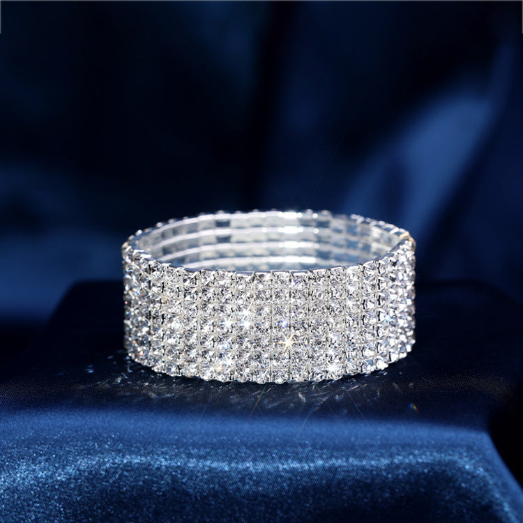 Fashion Round Alloy Rhinestone Unisex Bangle 1 Piece