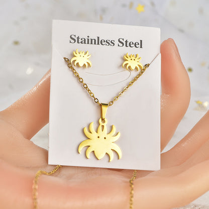 Fashion Heart Shape Unicorn Dragonfly Stainless Steel Alloy Plating Women's Earrings Necklace 1 Set