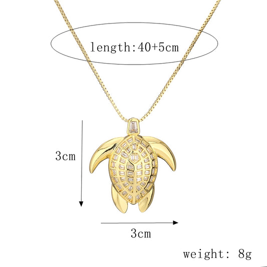 Fashion Tortoise Crab Copper Inlay Zircon Necklace