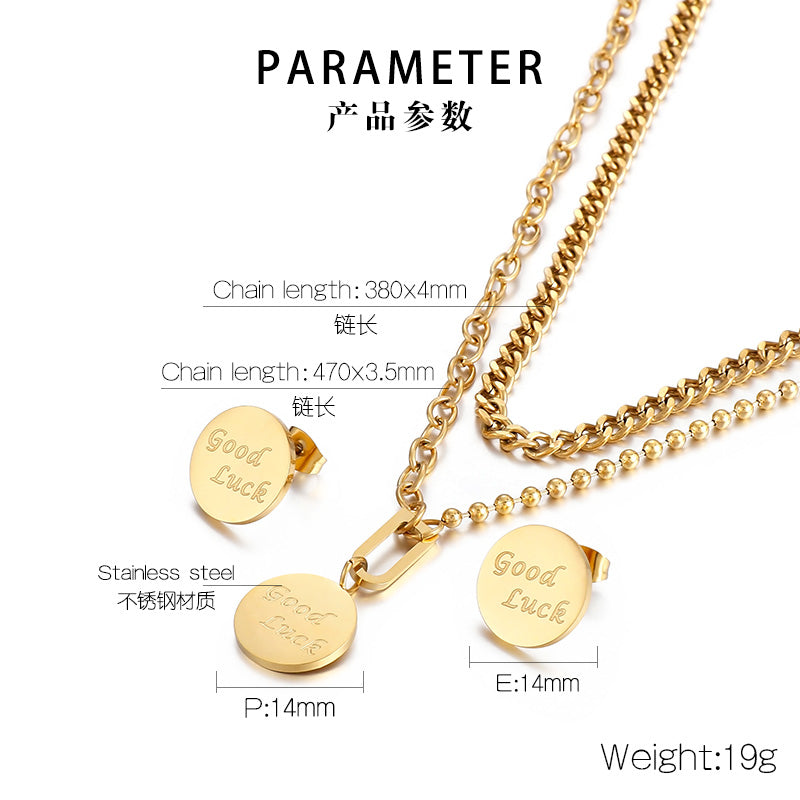 Fashion Letter Titanium Steel Plating Earrings Necklace