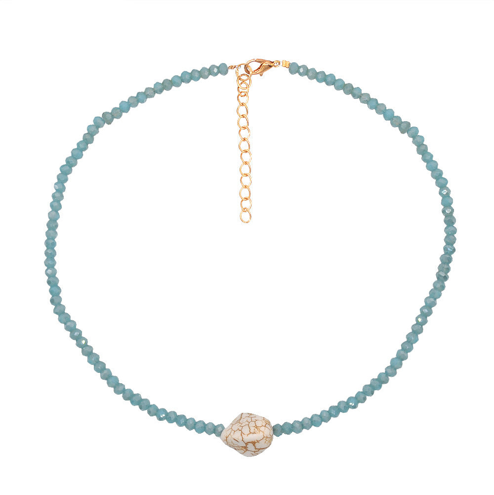 Fashion Double Layered Wearing Crystal Turquoise Pearl Clavicle Chain