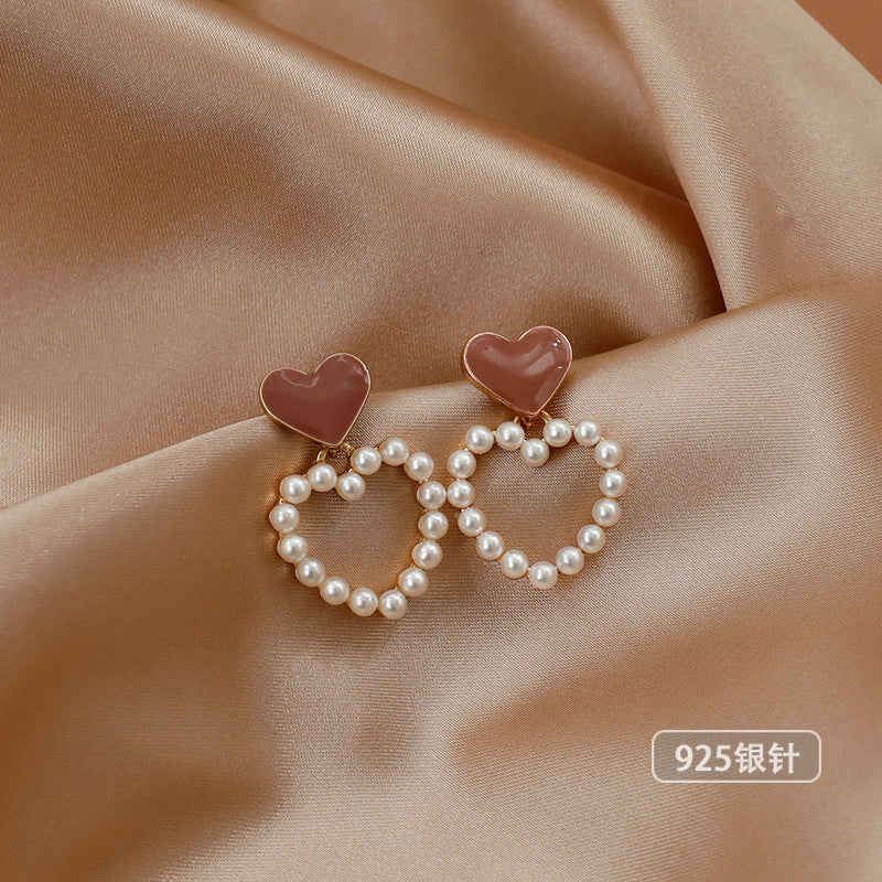 Simple Style Star Heart Shape Bow Knot Alloy Inlay Artificial Pearls Zircon Women's Earrings 1 Pair