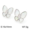 Sweet Butterfly Stainless Steel Inlay Rhinestones Shell Ear Studs 1 Pair