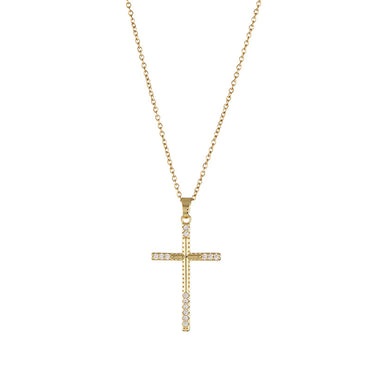 Retro Cross Stainless Steel Inlaid Zircon Necklace