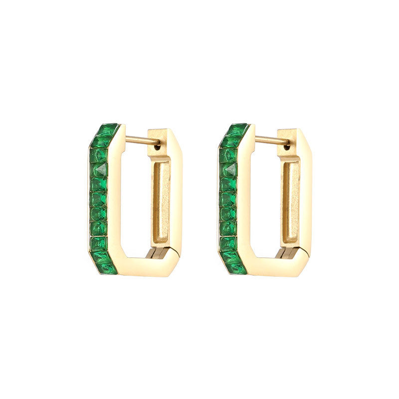 Fashion Geometric Titanium Steel Plating Zircon Earrings 1 Pair