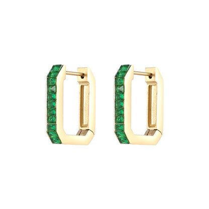 Fashion Geometric Titanium Steel Plating Zircon Earrings 1 Pair