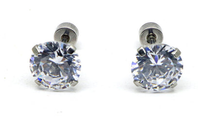 Fashion Geometric Stainless Steel Inlay Zircon Ear Studs 1 Pair