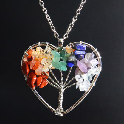 Fashion Tree Heart Shape Natural Stone Copper Plating Pendant Necklace 1 Piece