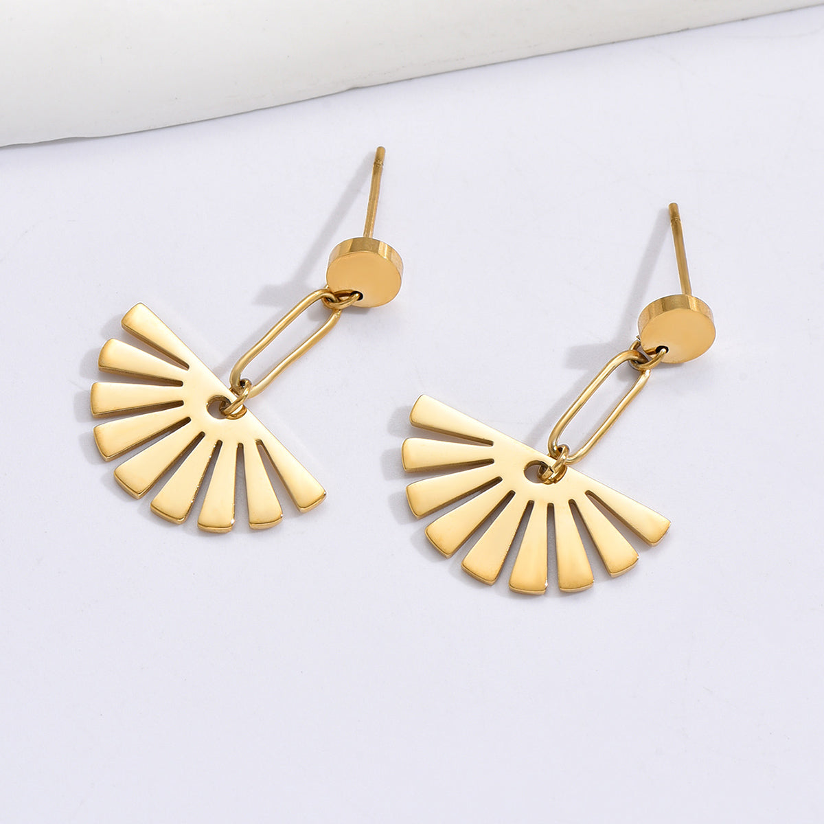 Simple Style Sector Stainless Steel Plating Drop Earrings 1 Pair