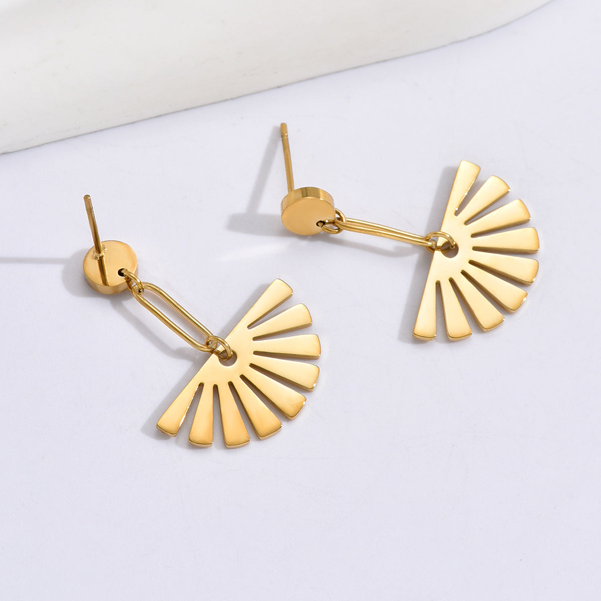 Simple Style Sector Stainless Steel Plating Drop Earrings 1 Pair