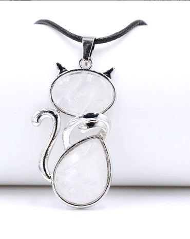 Cute Cat Crystal Polishing Pendant Necklace