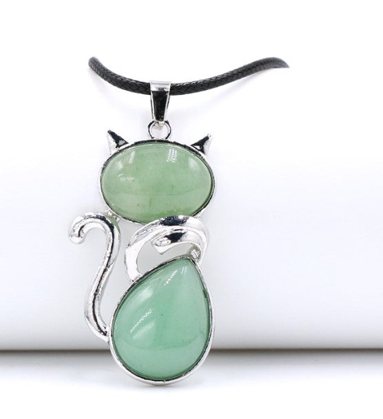 Cute Cat Crystal Polishing Pendant Necklace