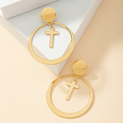 Retro Cross Circle Alloy Plating Women's Drop Earrings 1 Pair