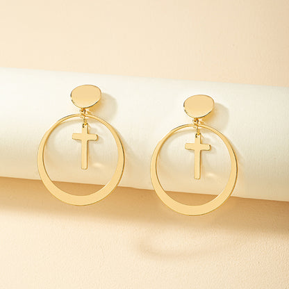 Retro Cross Circle Alloy Plating Women's Drop Earrings 1 Pair