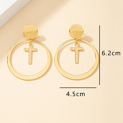 Retro Cross Circle Alloy Plating Women's Drop Earrings 1 Pair