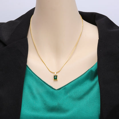 Simple Style Geometric Stainless Steel Inlay Zircon Pendant Necklace