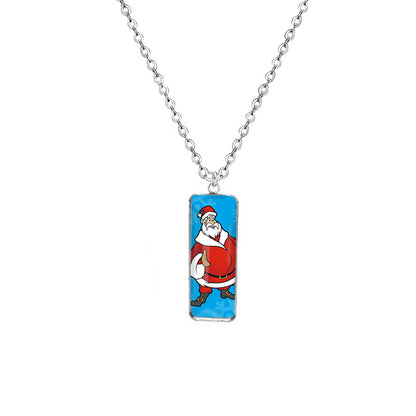 Cartoon Style Cartoon Christmas Hat Stainless Steel Alloy Inlay Glass Christmas Women's Necklace 1 Piece