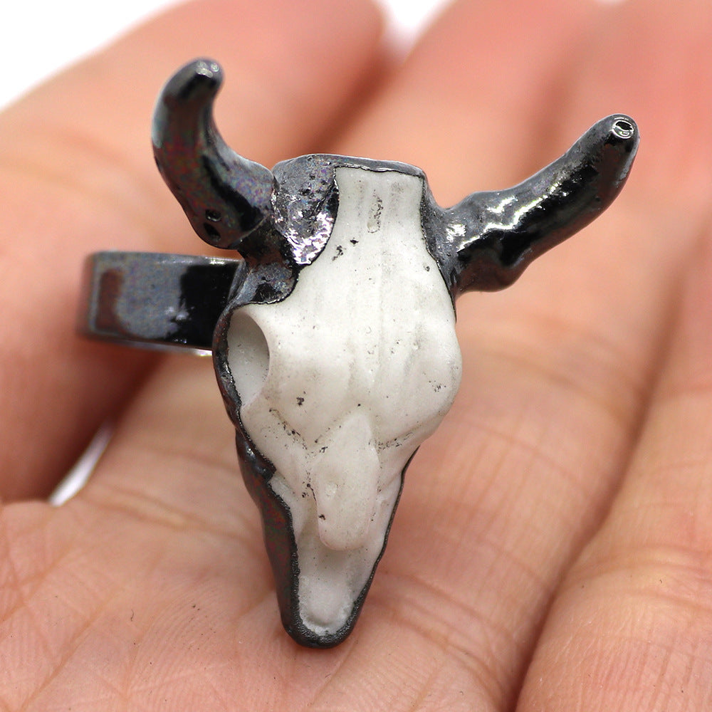 Retro Cattle Resin Unisex Open Ring 1 Piece