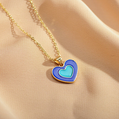 Cute Simple Style Heart Shape Copper Enamel Plating Pendant Necklace